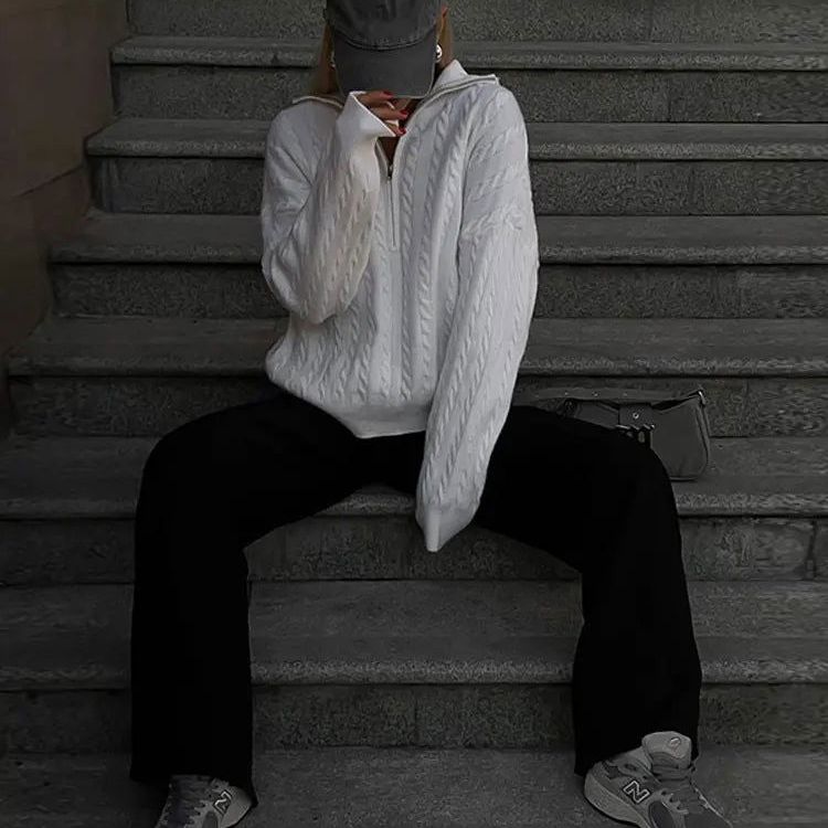 Sophie Stijlvolle Gebreide Trui met Halfzip