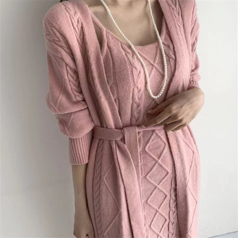 Mila Winter-Duo | Gebreide Jurk en Warme Vest in 2-Delige Set