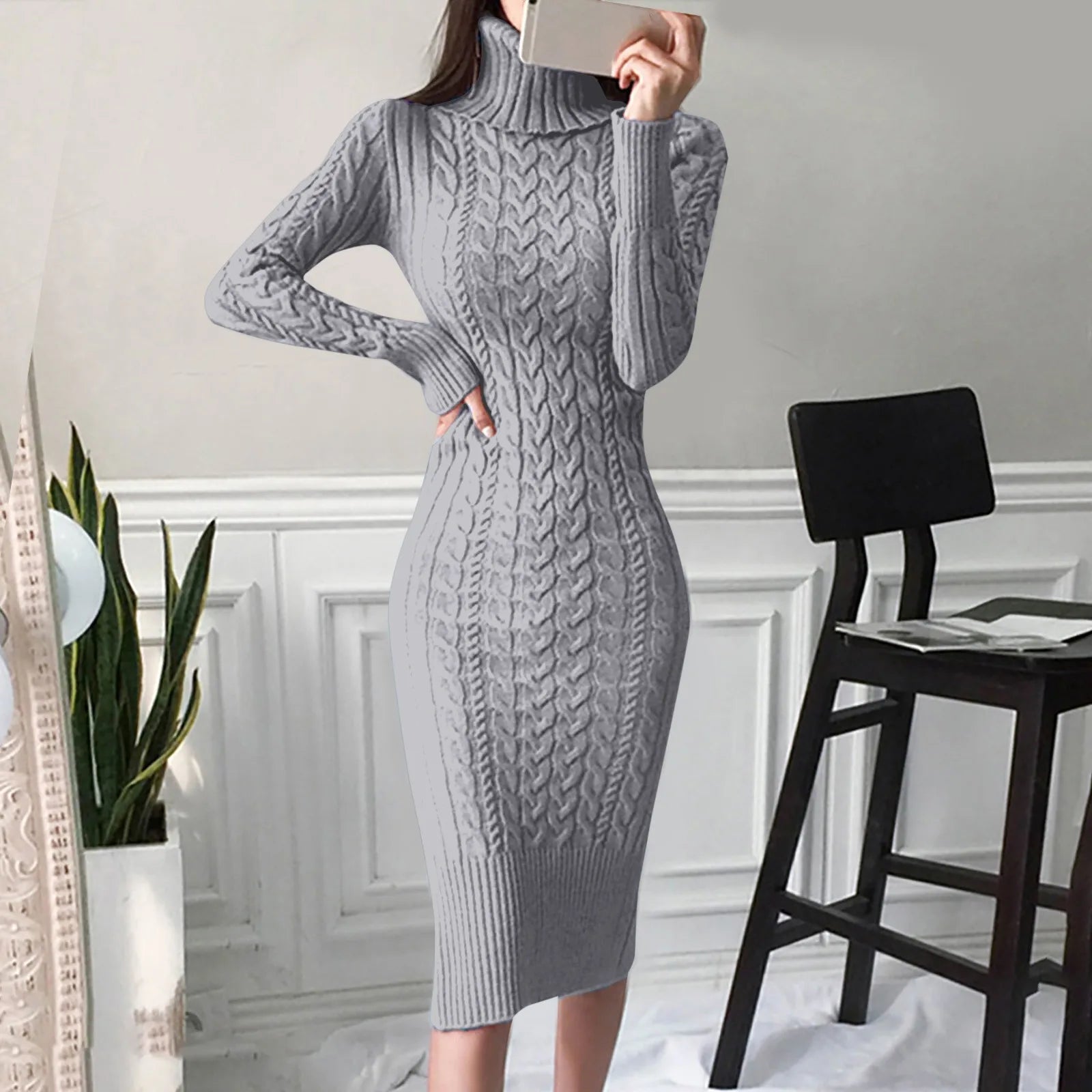 Zephyra - Elegante Gebreide Jurk met Col