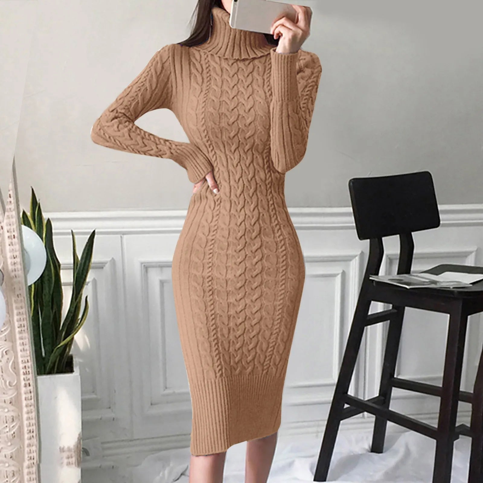 Zephyra - Elegante Gebreide Jurk met Col