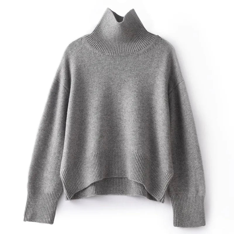 Camille Luxe Cashmere Turtleneck Trui - Zachte Gebreide Pullover