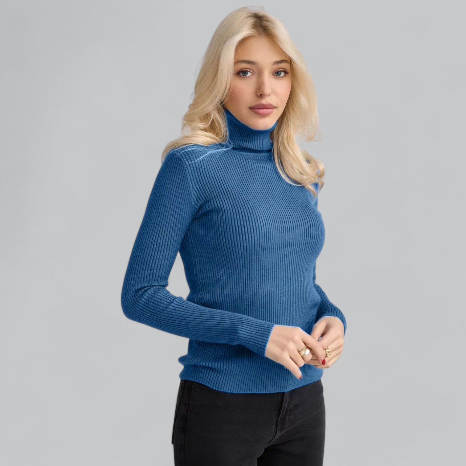Annelies - Comfortabele Stretch Mock Turtleneck Pullover Sweater
