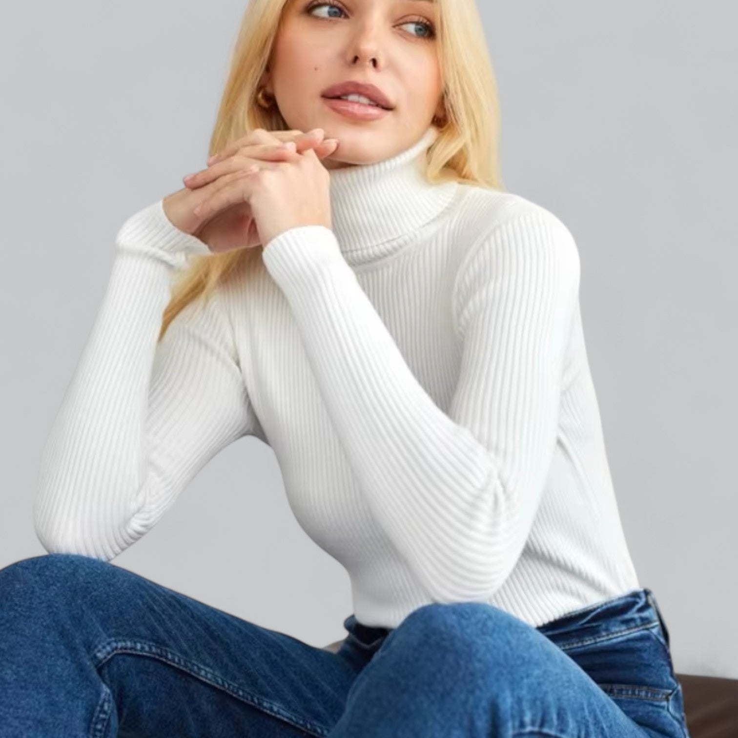 Annelies - Comfortabele Stretch Mock Turtleneck Pullover Sweater