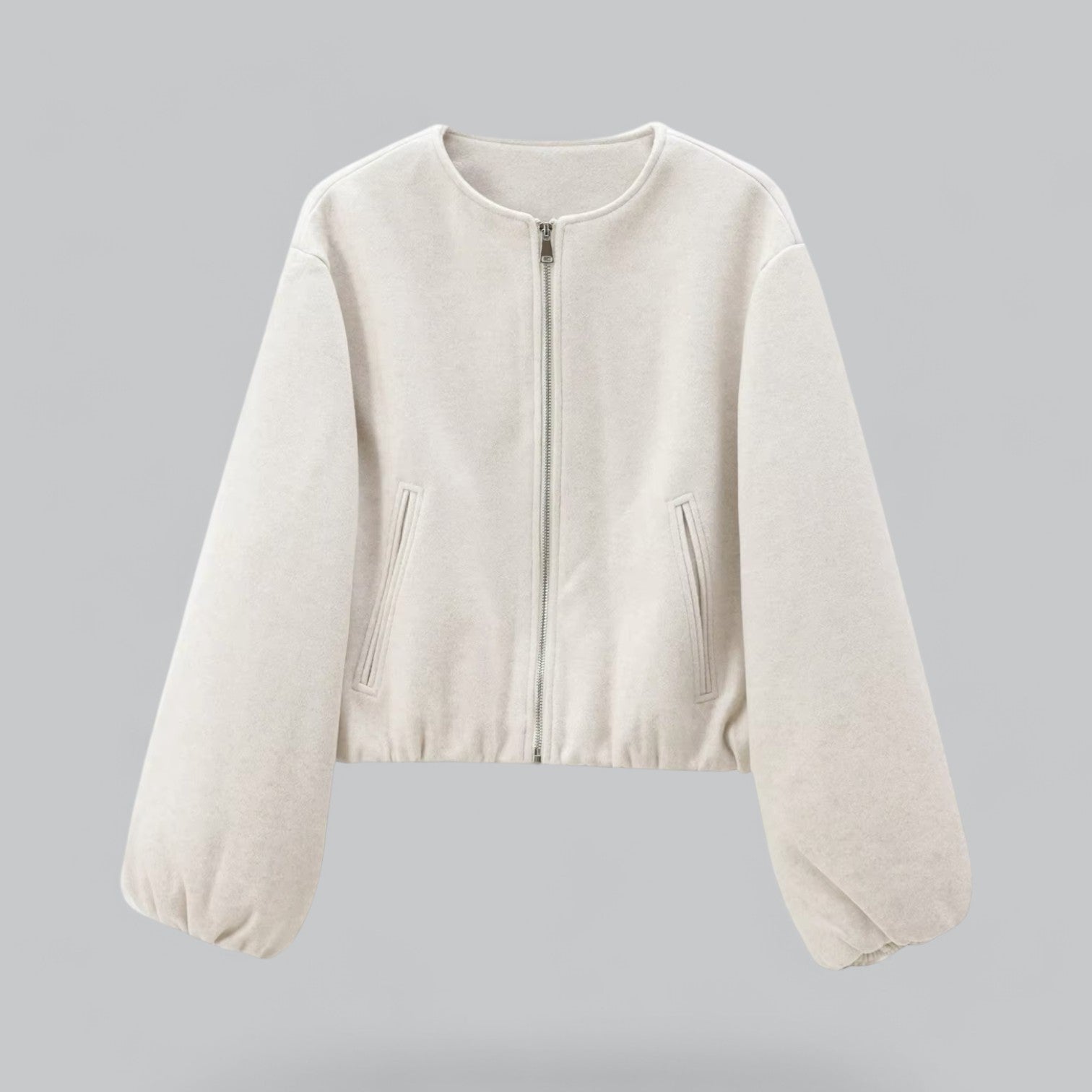 Isla - Retro Cropped Puffer Jacket met Stretch Zoom en Rits