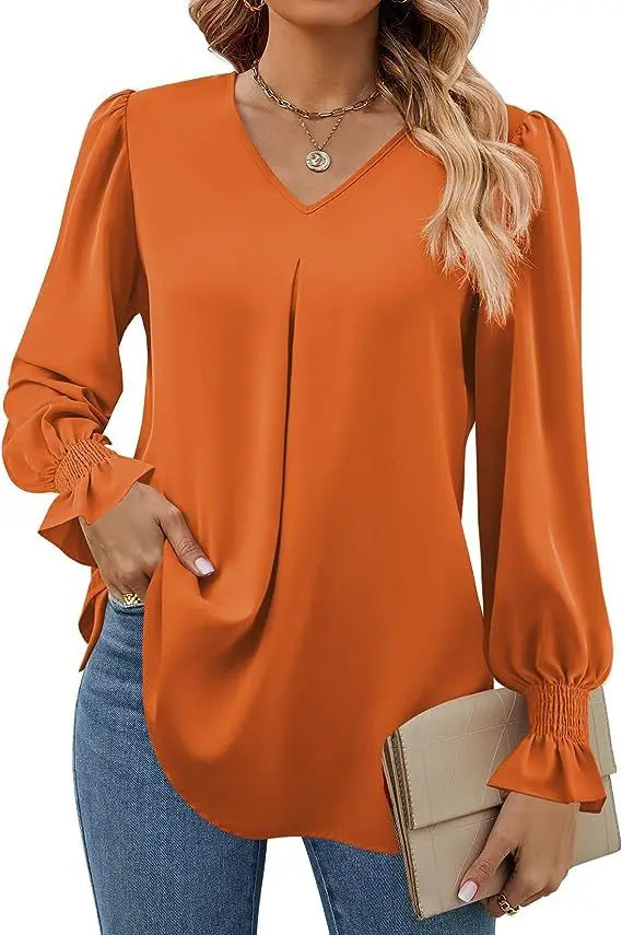 Olivia Elegante Chiffon Blouse met V-Hals