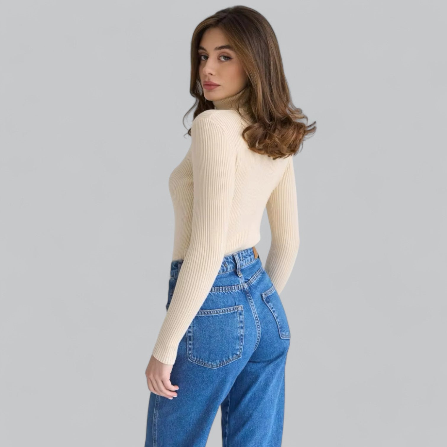 Annelies - Comfortabele Stretch Mock Turtleneck Pullover Sweater