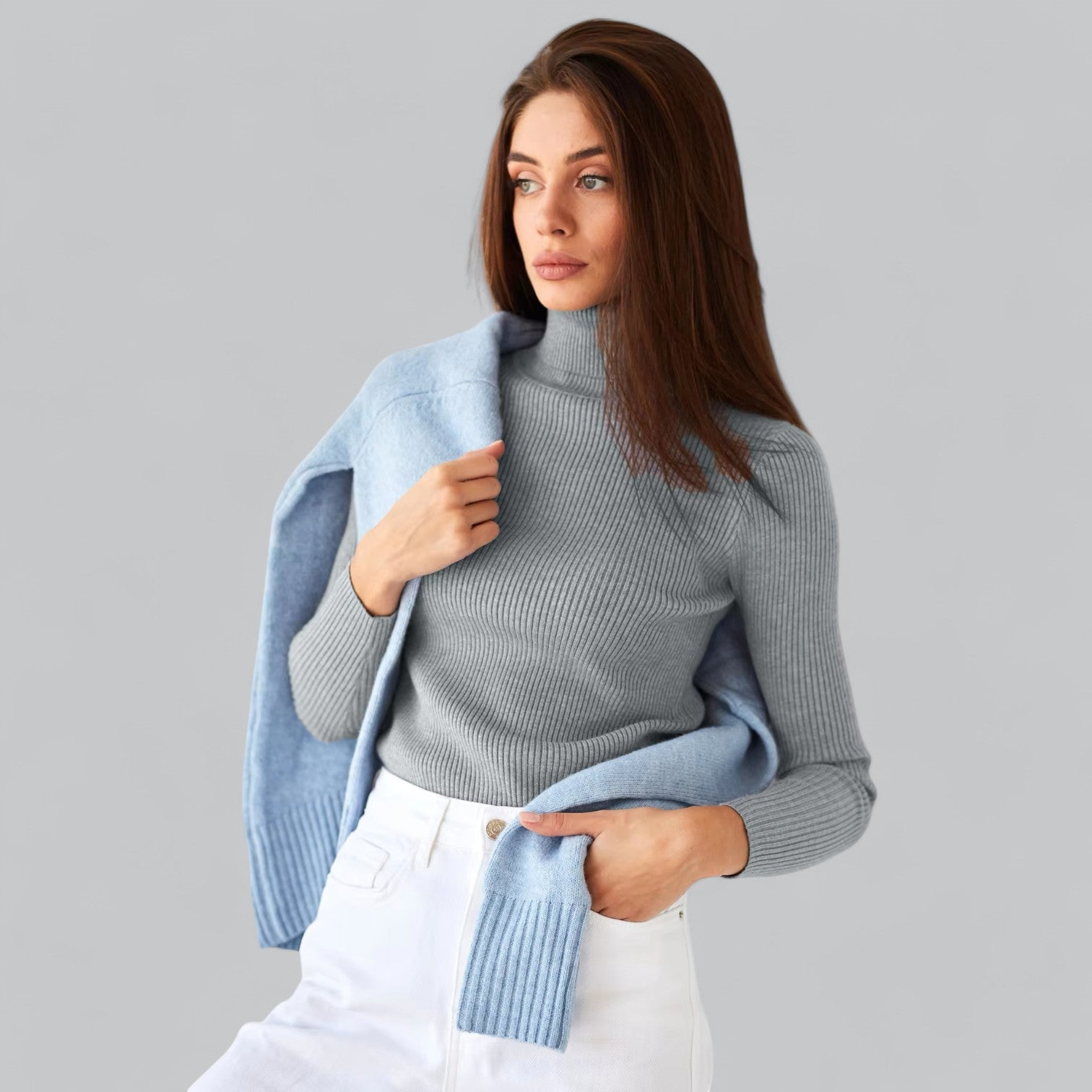 Annelies - Comfortabele Stretch Mock Turtleneck Pullover Sweater