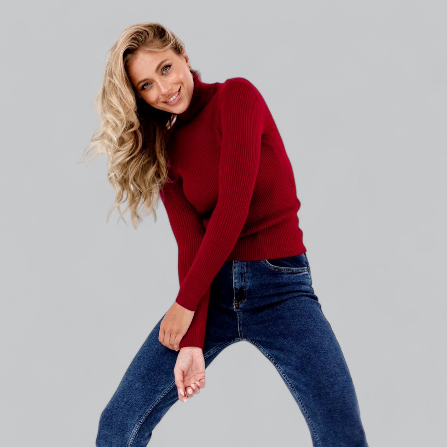 Annelies - Comfortabele Stretch Mock Turtleneck Pullover Sweater