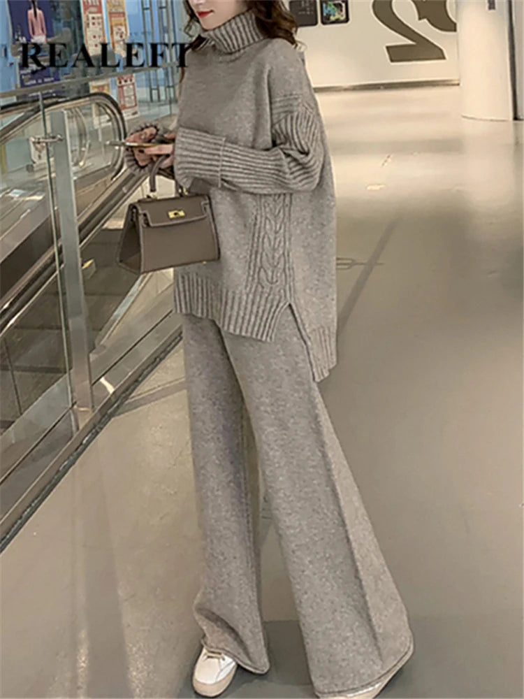 Isabelle Luxe Turtleneck Set - Comfortabele Gebreide Tweedelige Set