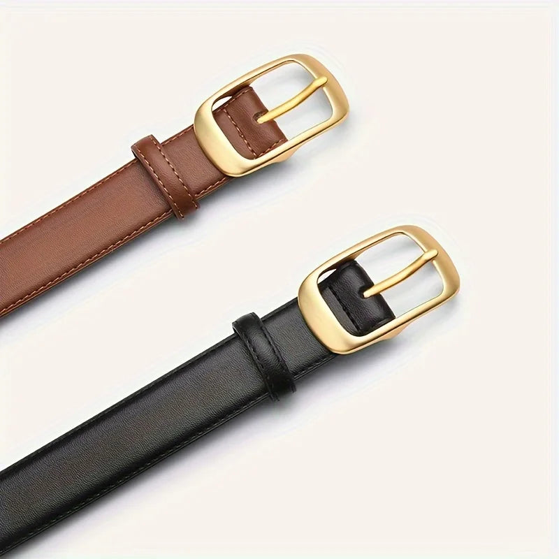 Dames Leren Riem - Klassieke Elegantie met Gouden Gesp