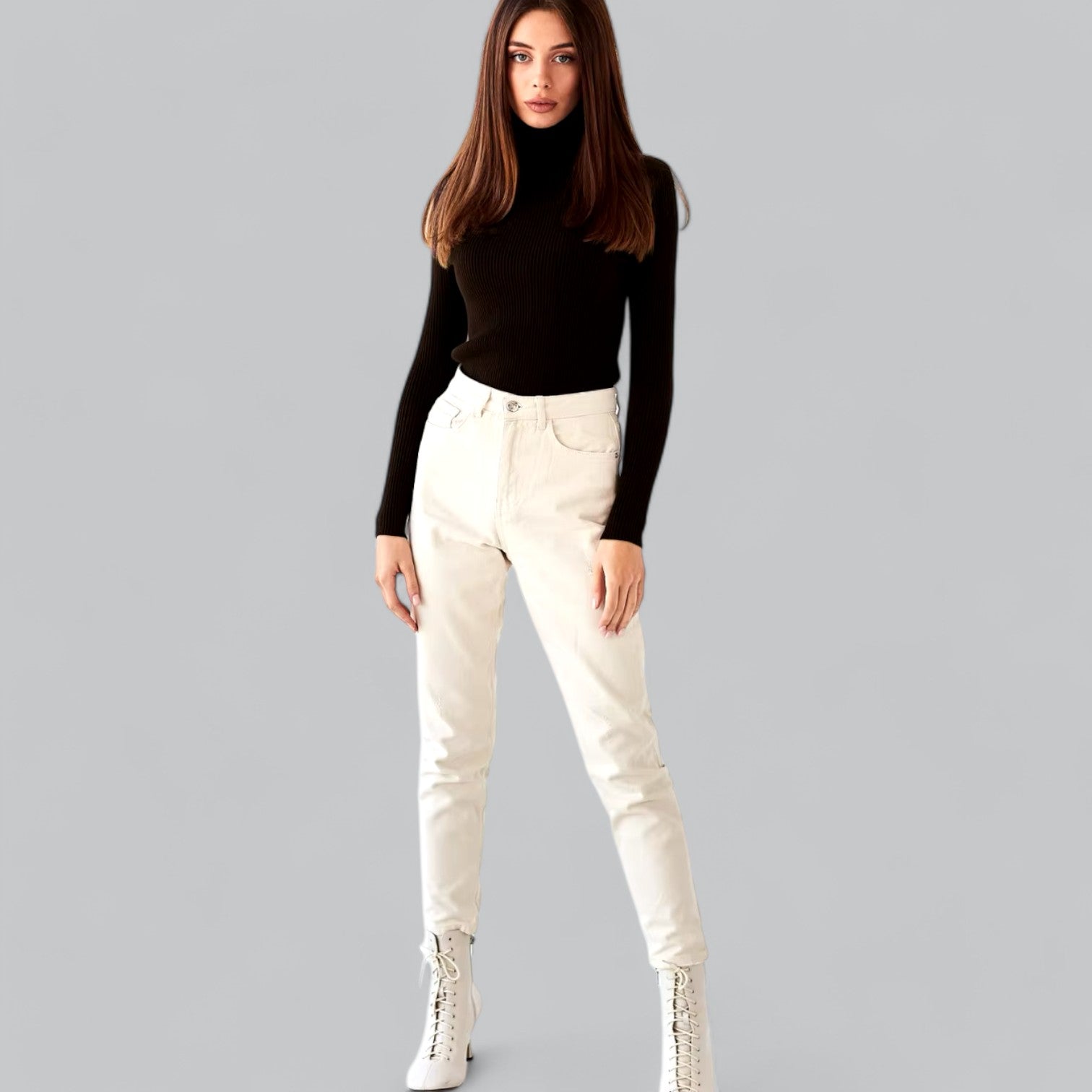 Annelies - Comfortabele Stretch Mock Turtleneck Pullover Sweater