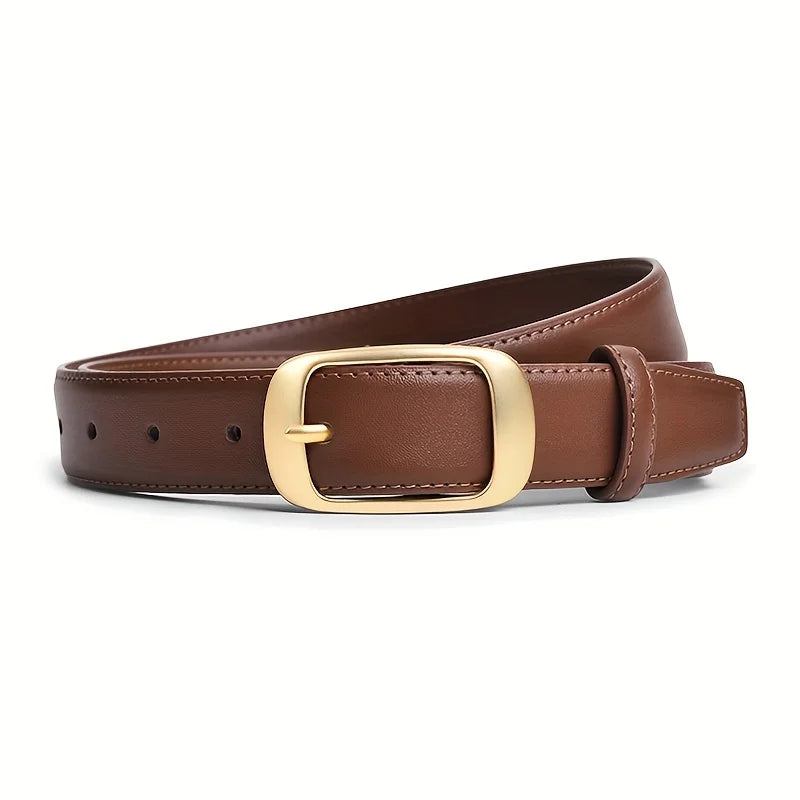 Dames Leren Riem - Klassieke Elegantie met Gouden Gesp