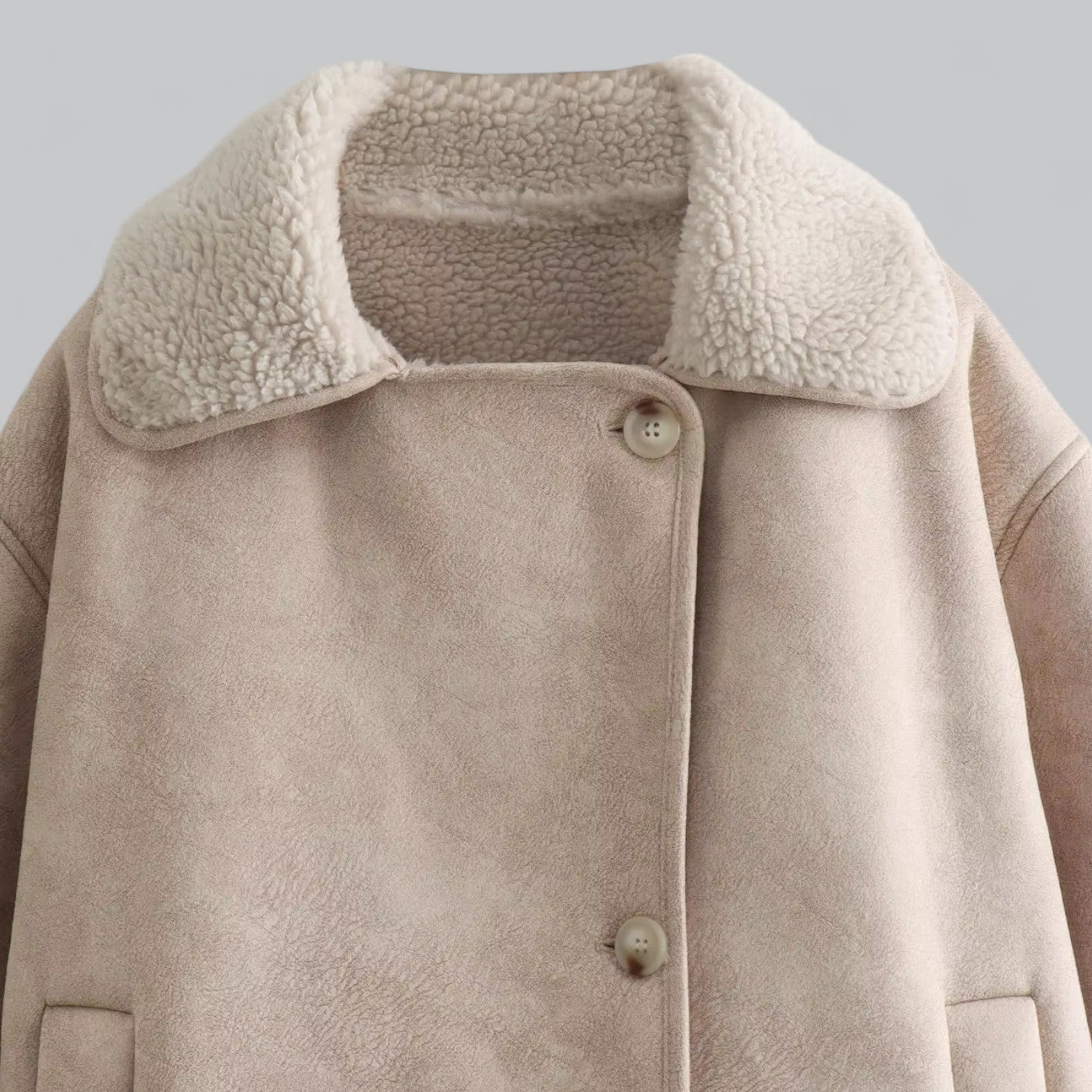 Aurelia - Luxe Suède Jas met Faux Fur - Winterse Elegantie