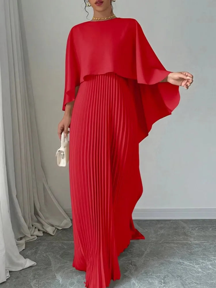 Amelia – Stijlvolle Geplooide Maxi Jurk