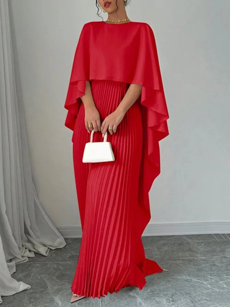 Amelia – Stijlvolle Geplooide Maxi Jurk