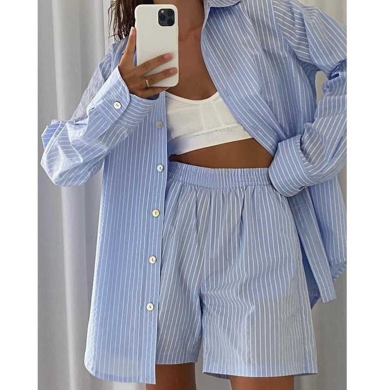 Livia Luxe Gestreepte Pyjama Set