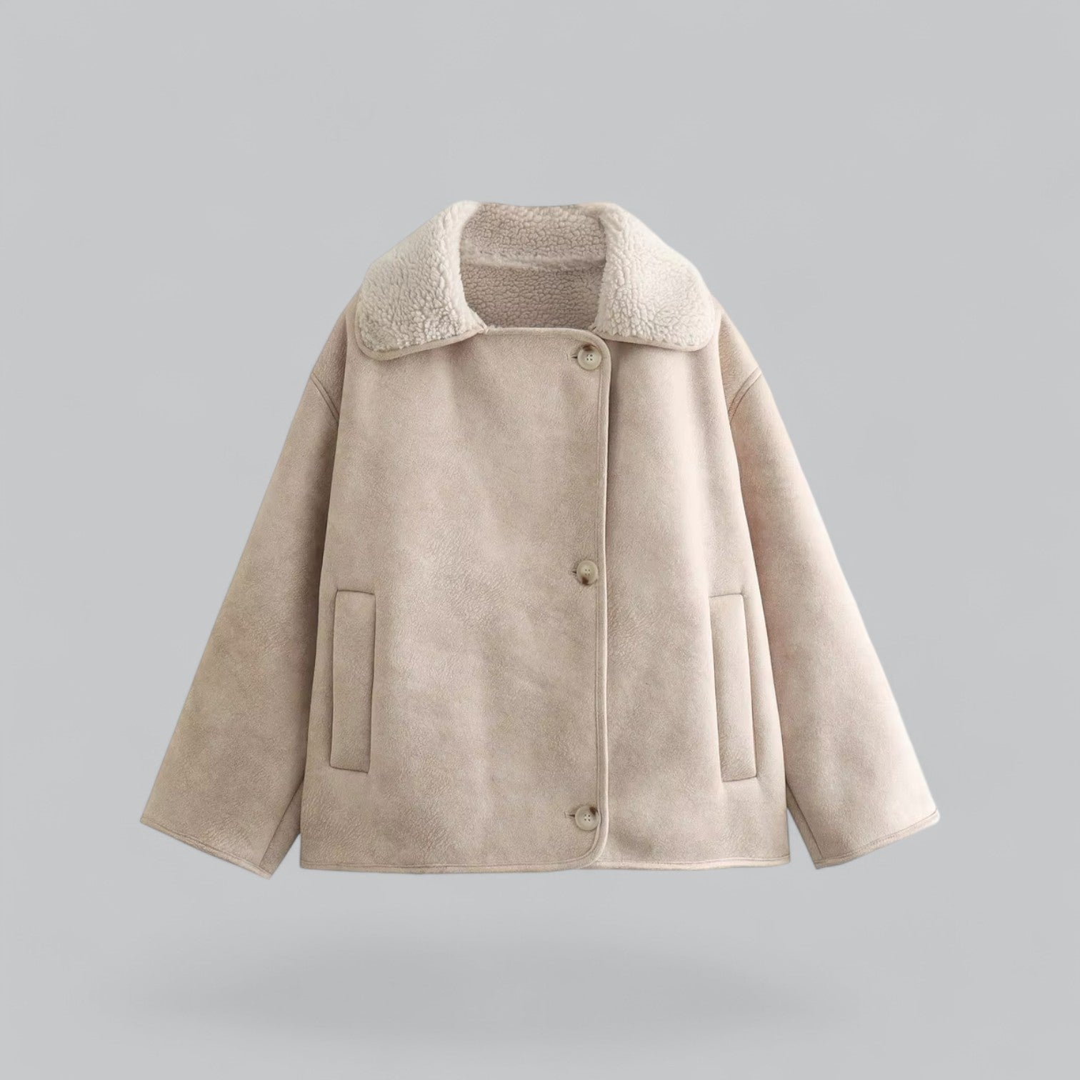 Aurelia - Luxe Suède Jas met Faux Fur - Winterse Elegantie