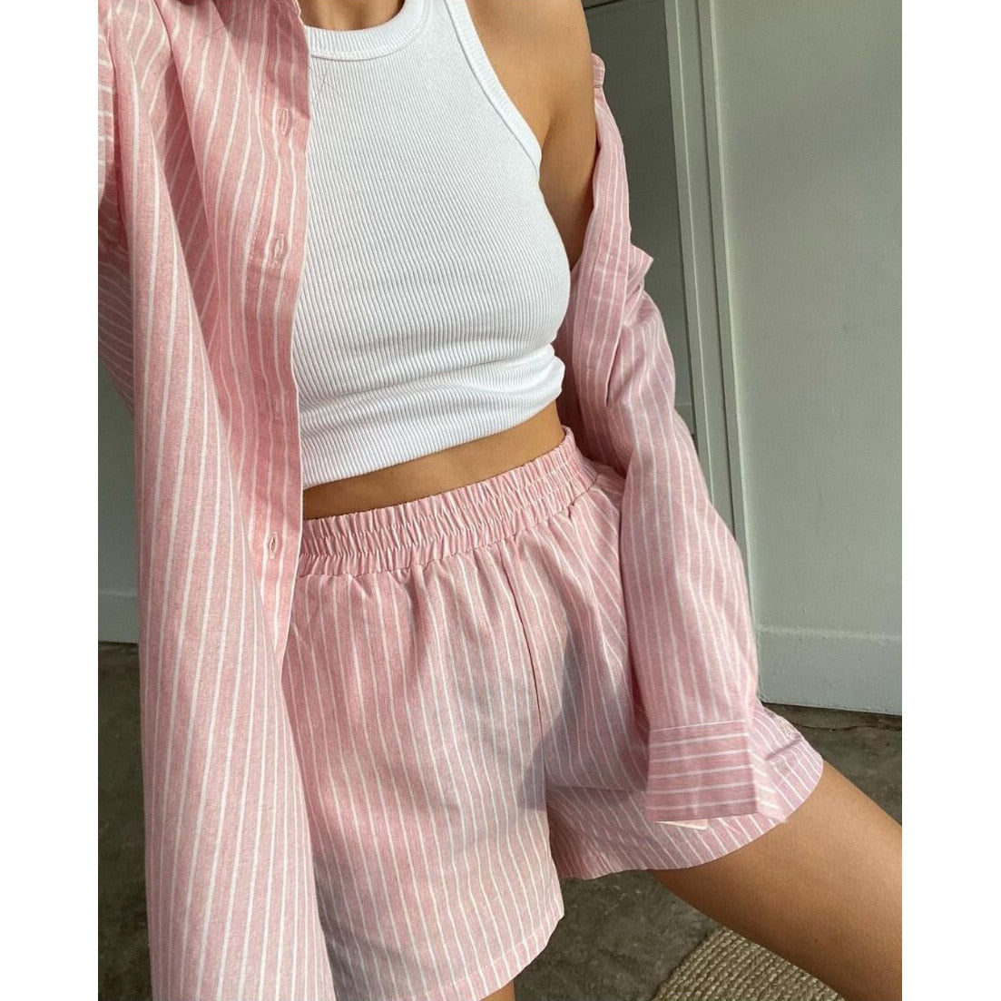 Livia Luxe Gestreepte Pyjama Set