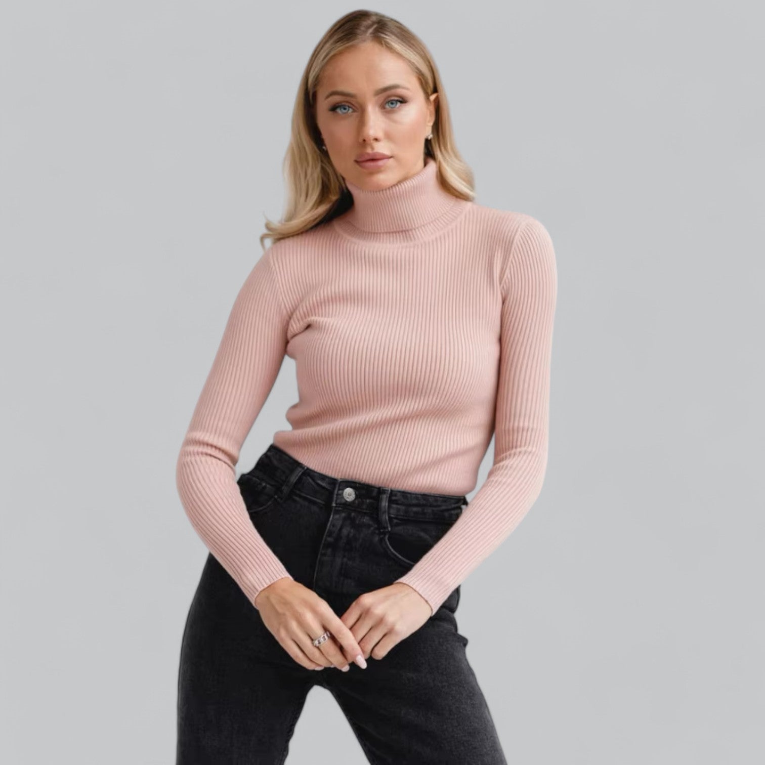 Annelies - Comfortabele Stretch Mock Turtleneck Pullover Sweater