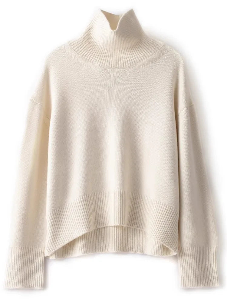 Camille Luxe Cashmere Turtleneck Trui - Zachte Gebreide Pullover