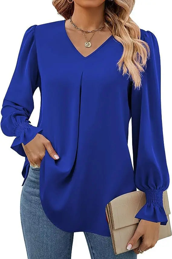 Olivia Elegante Chiffon Blouse met V-Hals
