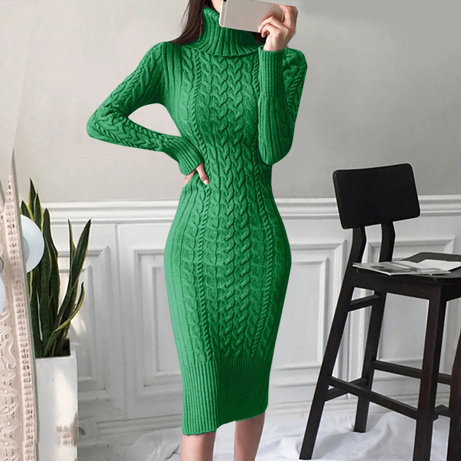 Zephyra - Elegante Gebreide Jurk met Col