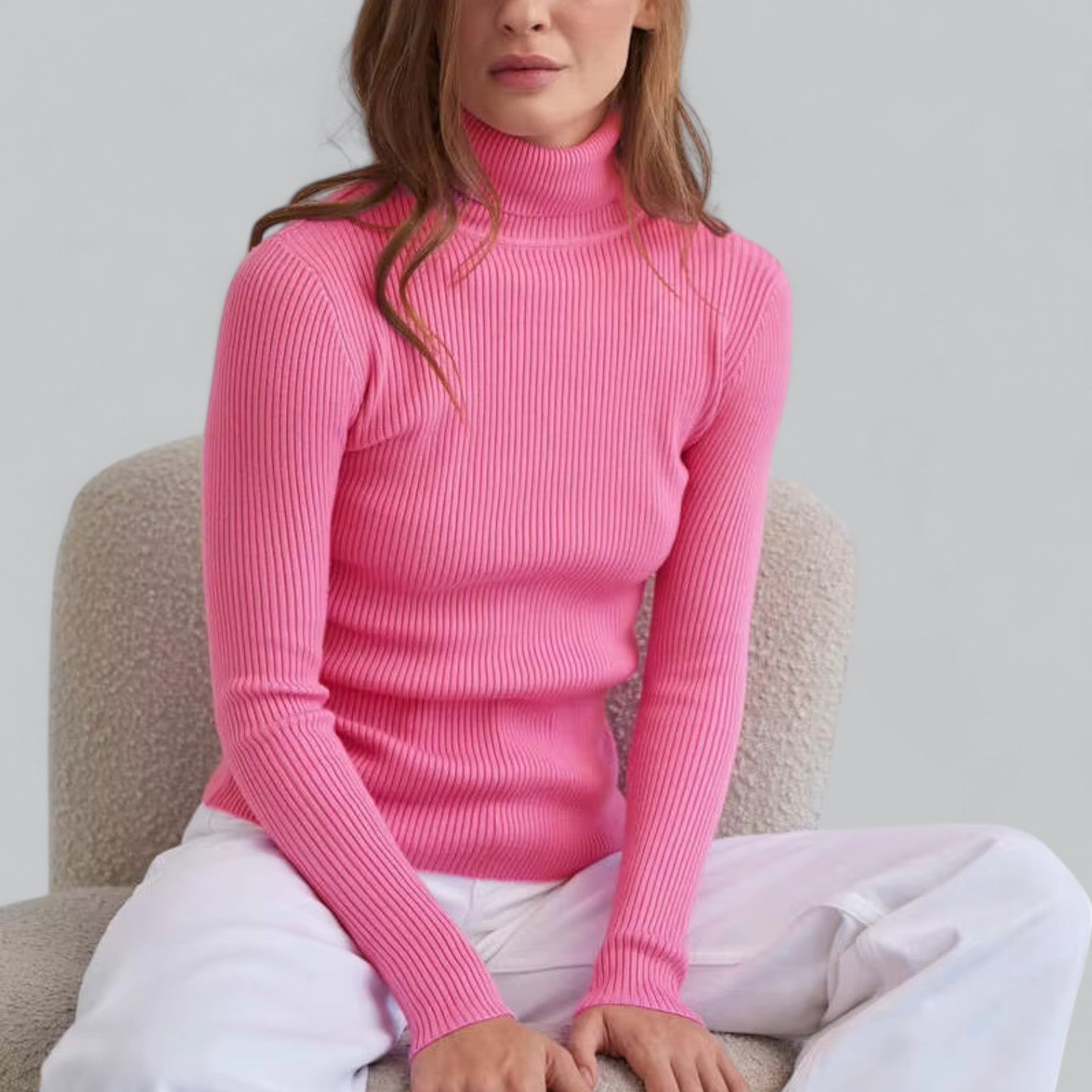 Annelies - Comfortabele Stretch Mock Turtleneck Pullover Sweater