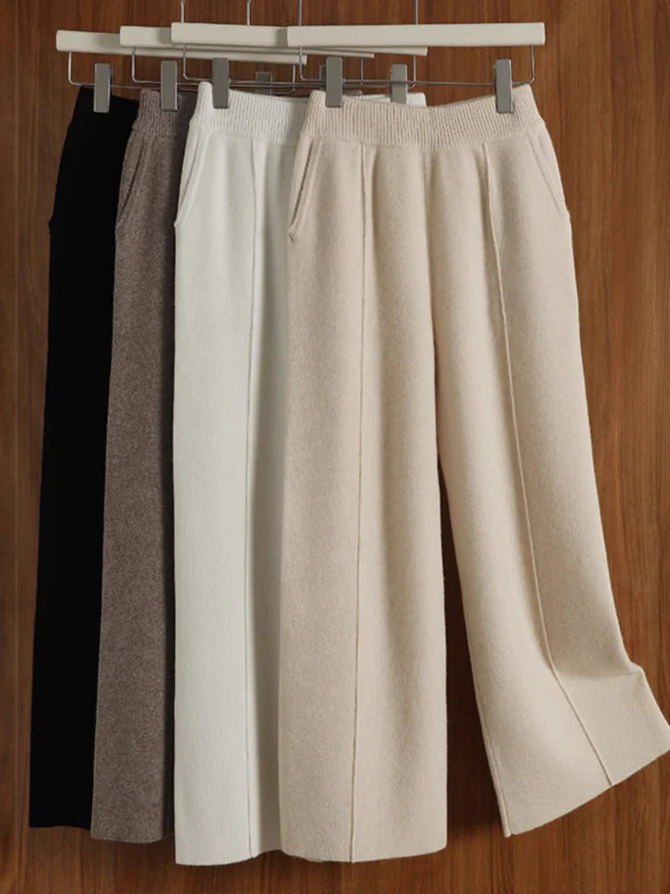 Iris Cozy Brede Gebreide Broek - Elegant en Casual