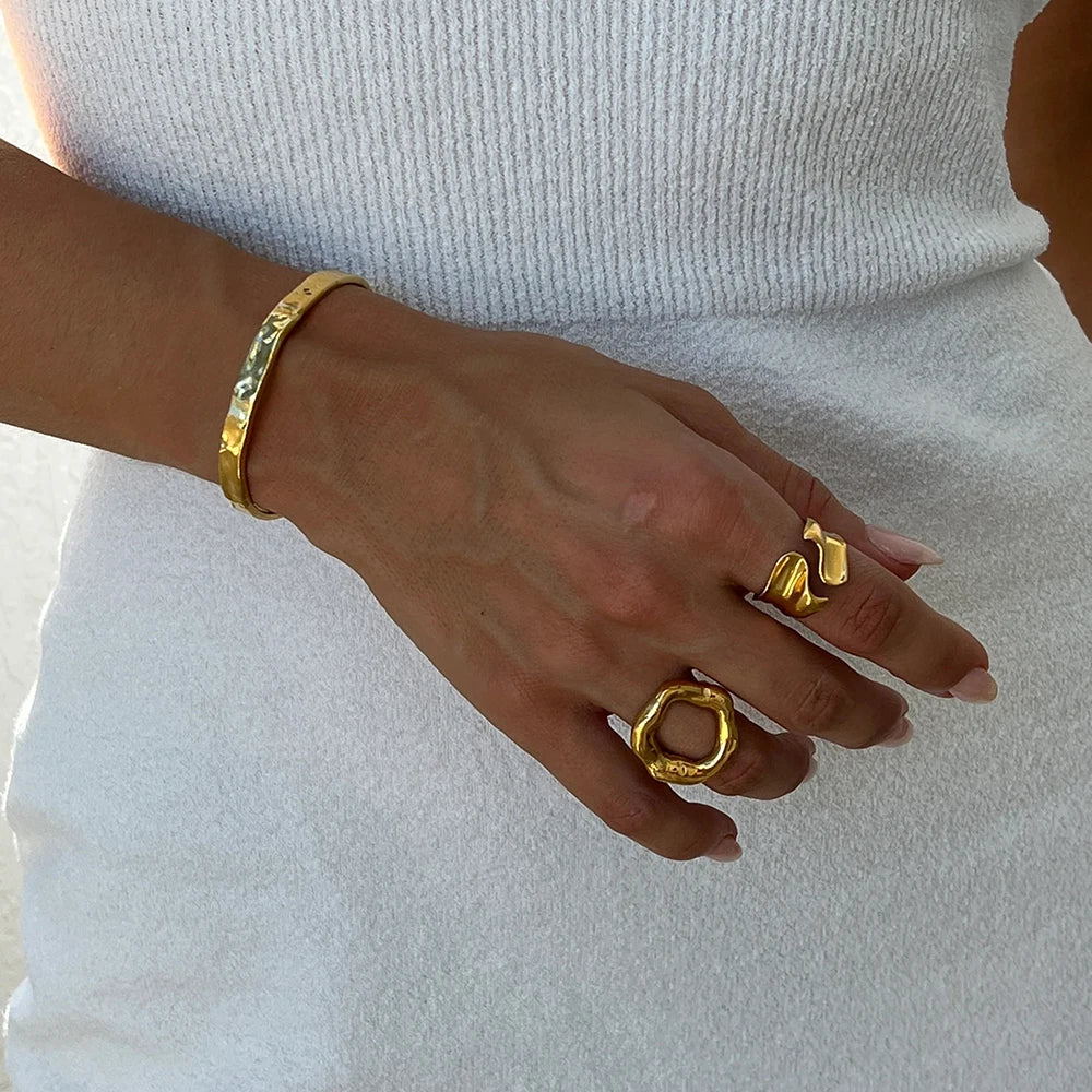 Abstracte Open Ring - Goud