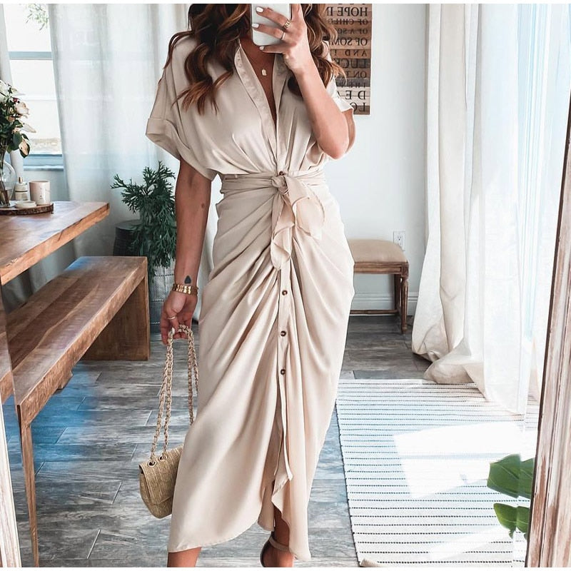 Amelia Elegant Zachte Maxi Jurk Dames