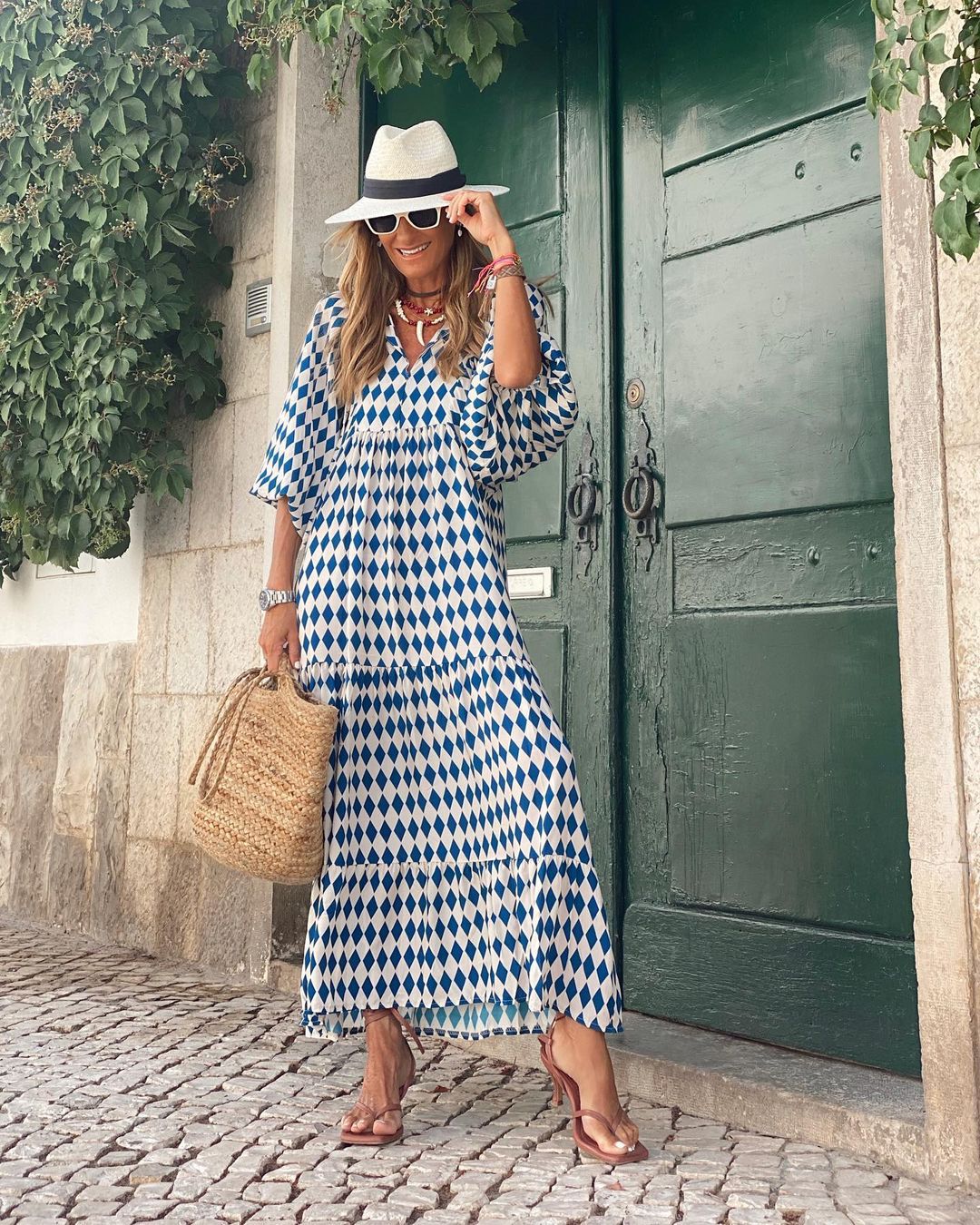 Ella Elegante Katoenen Maxi Jurk met Bloemenprint
