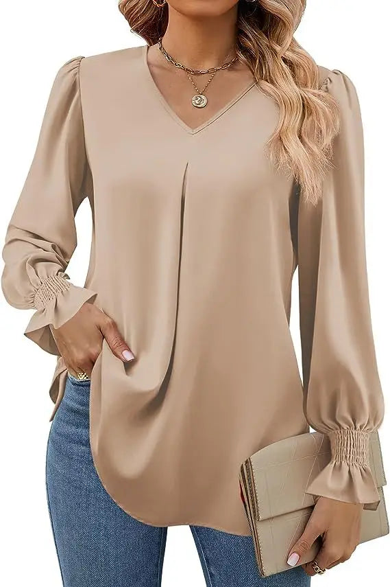 Olivia Elegante Chiffon Blouse met V-Hals