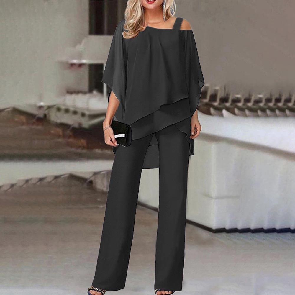Chloe – Elegante Comfortabele Two-Piece Set met Cold Shoulder Detail