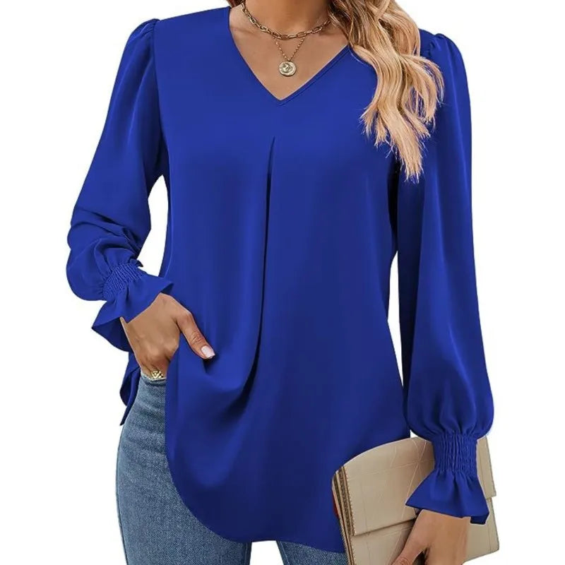 Olivia Elegante Chiffon Blouse met V-Hals