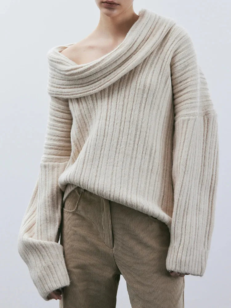 Amélie – Elegante Off-Shoulder Gebreide Trui