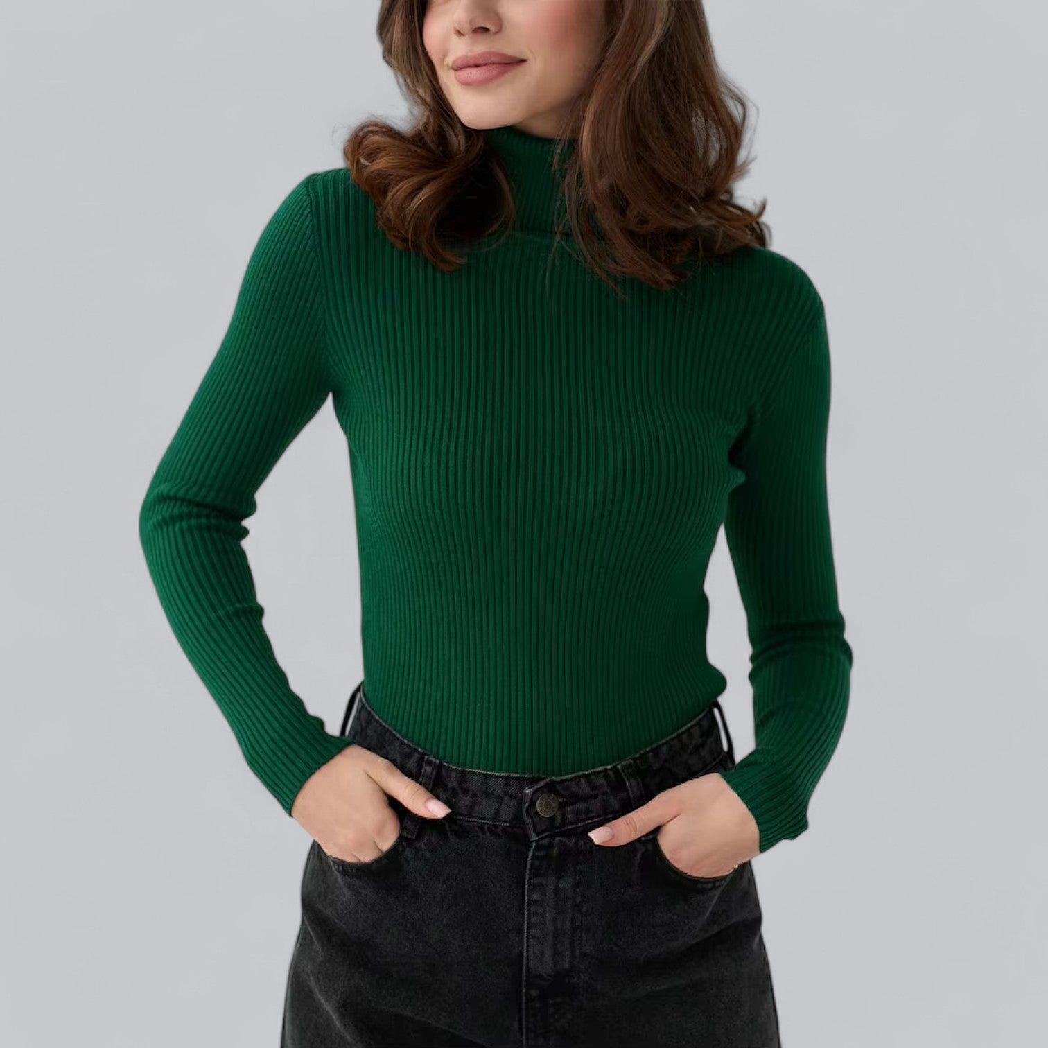 Annelies - Comfortabele Stretch Mock Turtleneck Pullover Sweater