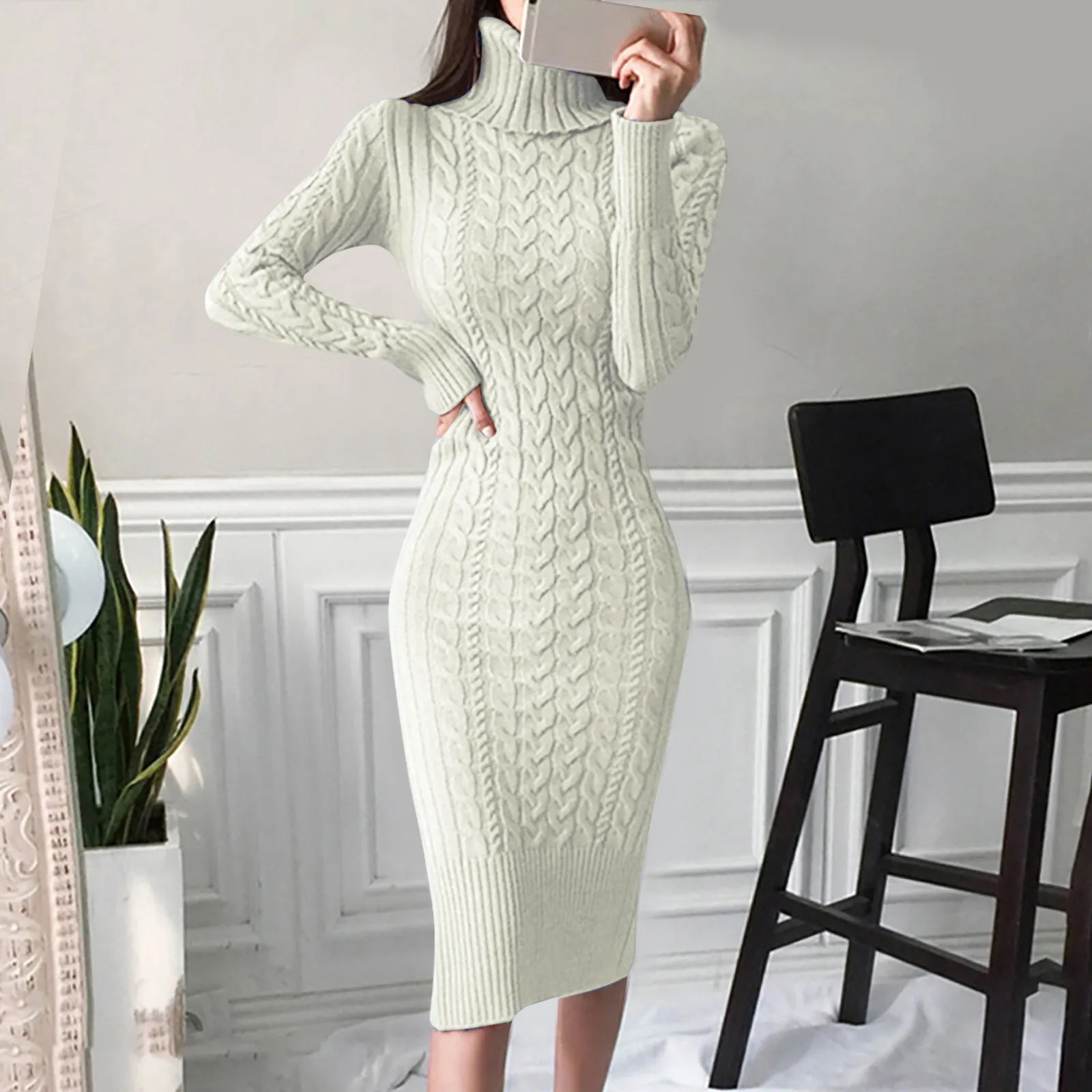 Zephyra - Elegante Gebreide Jurk met Col