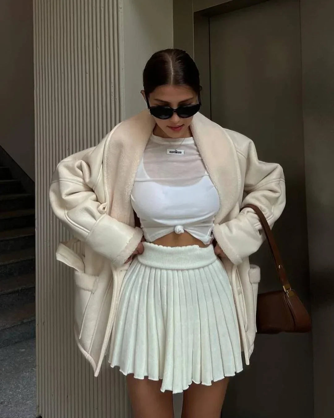 Yara Luxe Leren Jas met Warme Bontafwerking