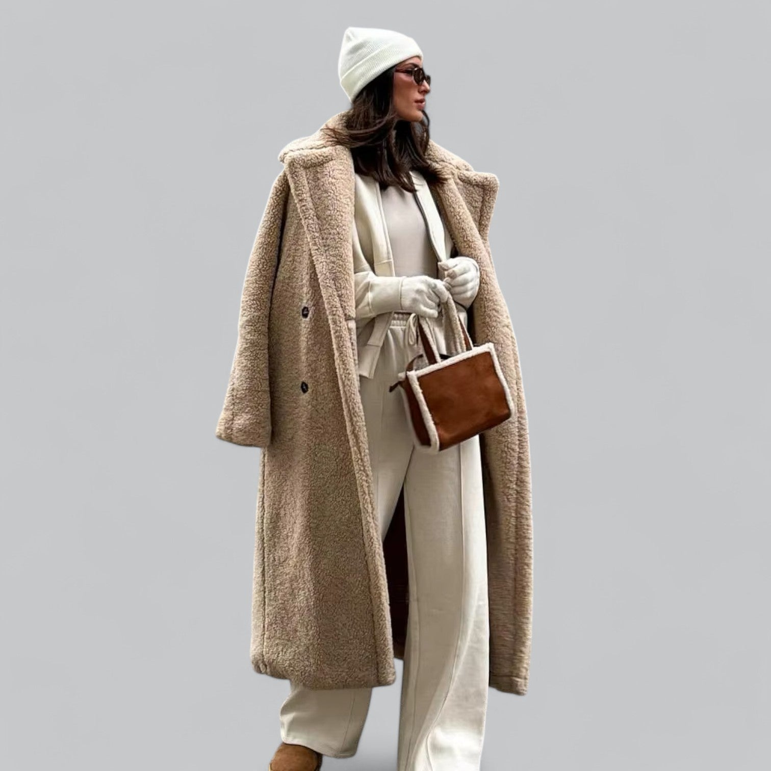 Amélie - Luxe Teddy Jas met Maxi Lengte en Klassieke Losse Pasvorm