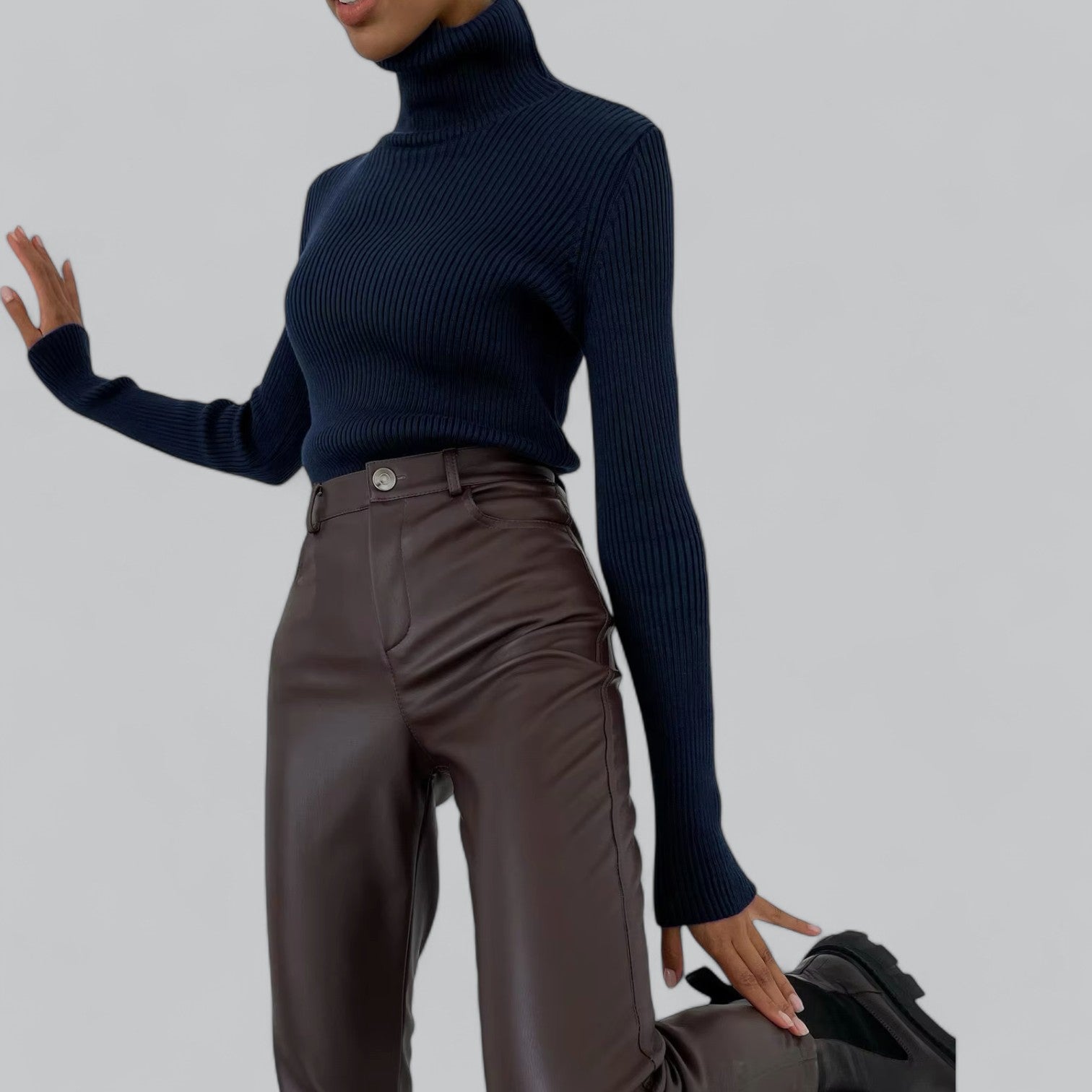 Annelies - Comfortabele Stretch Mock Turtleneck Pullover Sweater