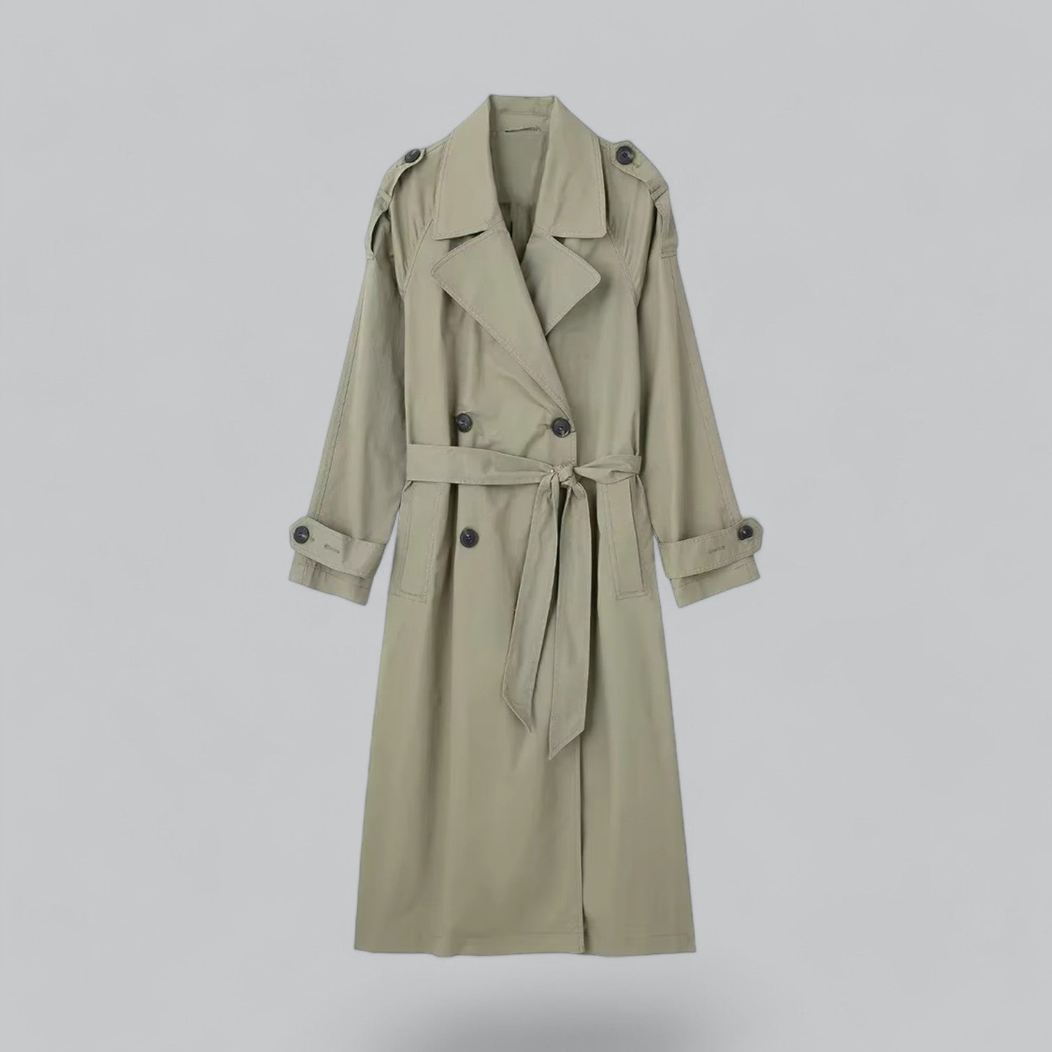 Aurelia - Luxe Dubbelrijige Trenchcoat met Tailleband