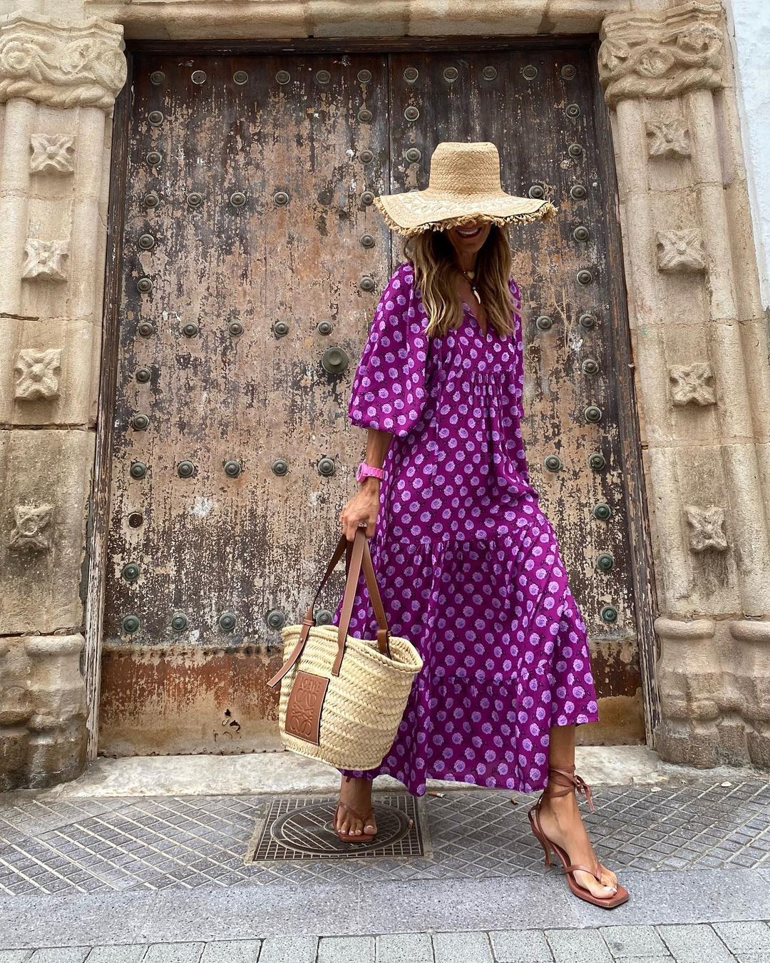 Ella Elegante Katoenen Maxi Jurk met Bloemenprint