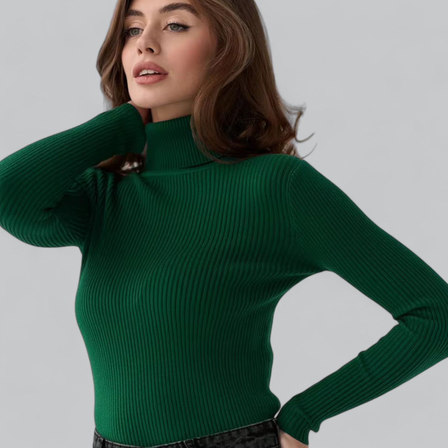 Annelies - Comfortabele Stretch Mock Turtleneck Pullover Sweater