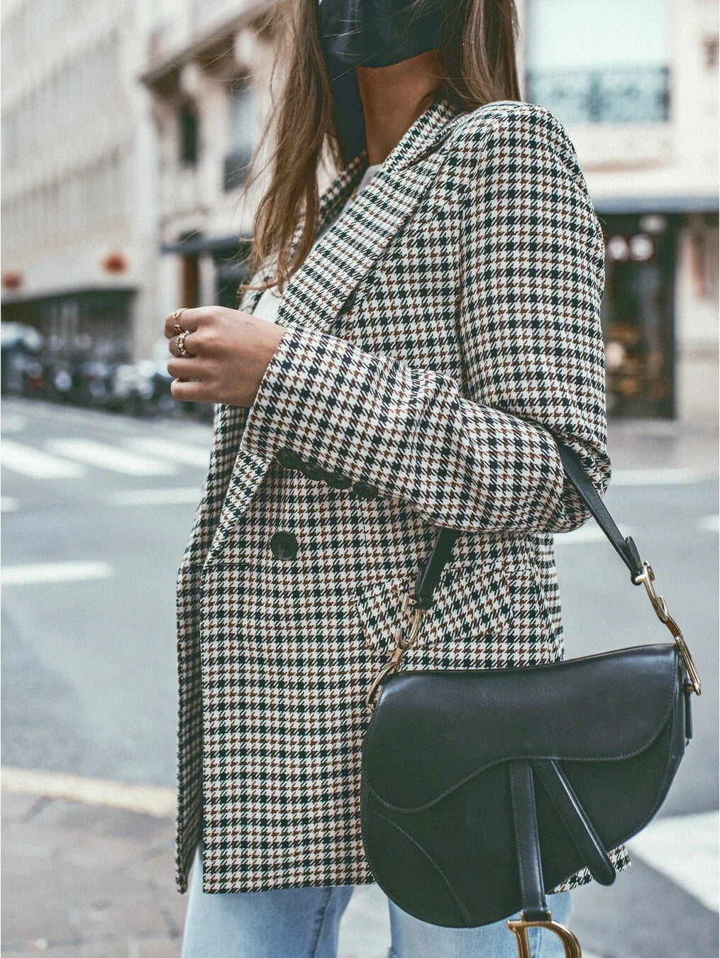 Clara - Luxe Geruite Blazer met Elegante Details