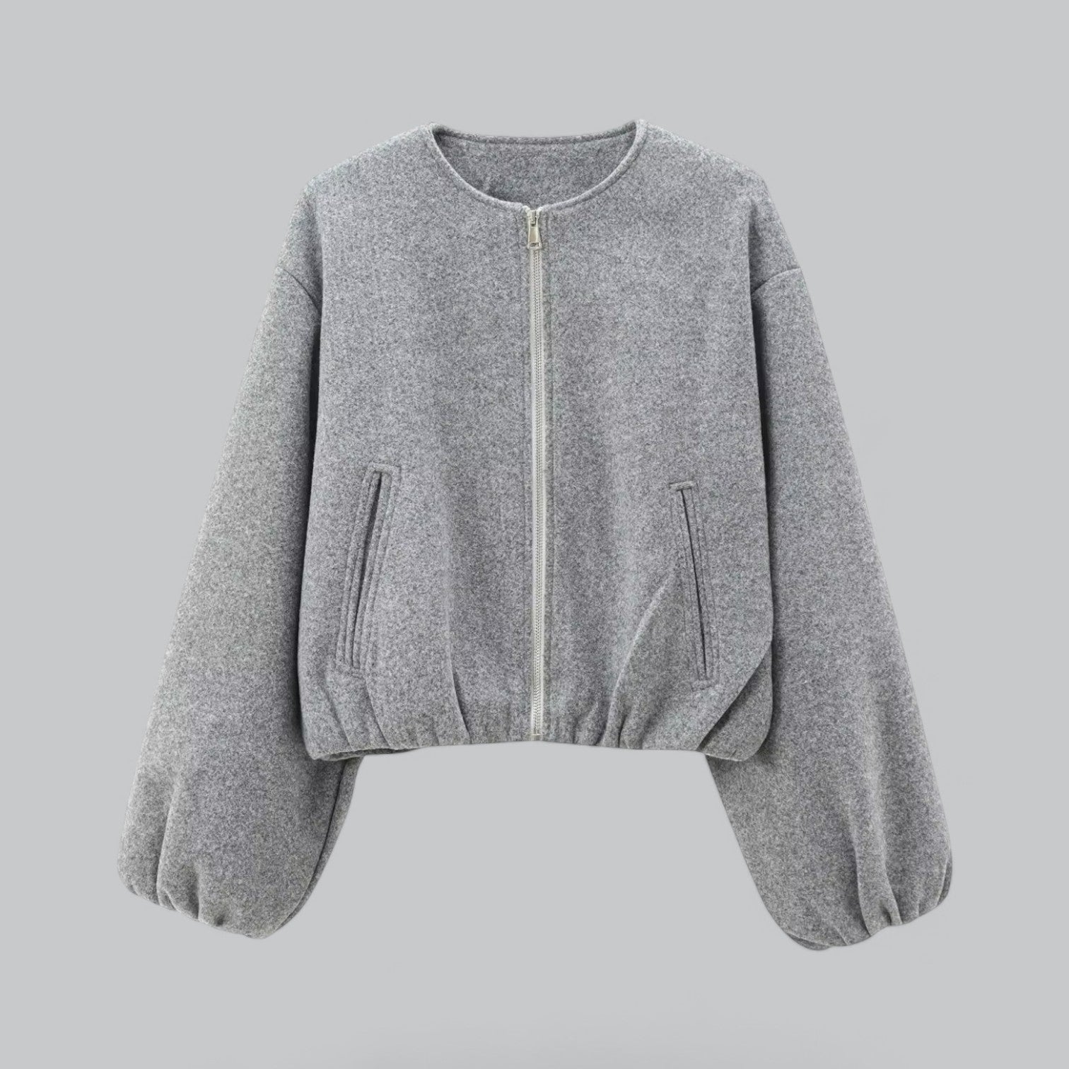 Isla - Retro Cropped Puffer Jacket met Stretch Zoom en Rits