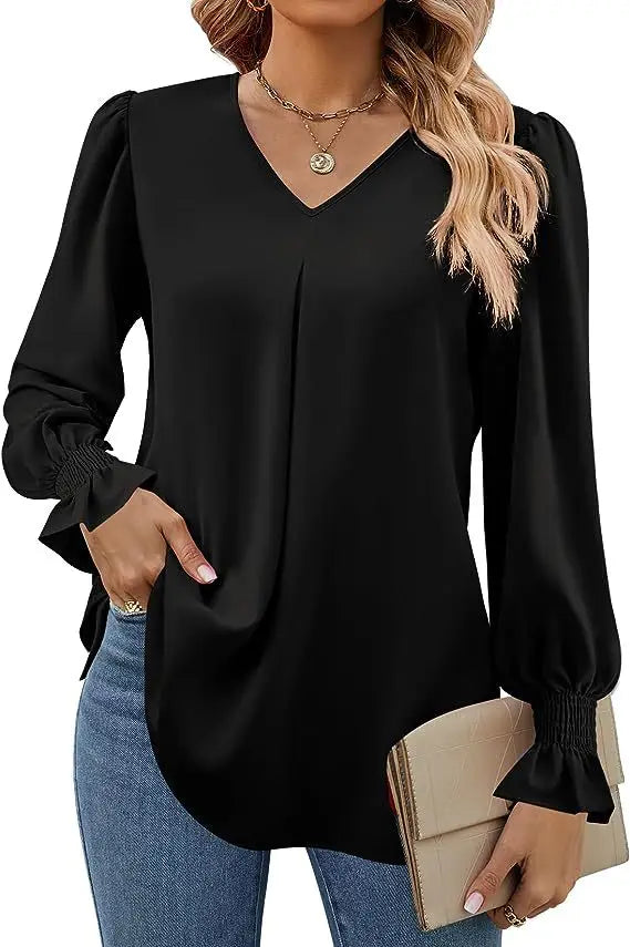 Olivia Elegante Chiffon Blouse met V-Hals