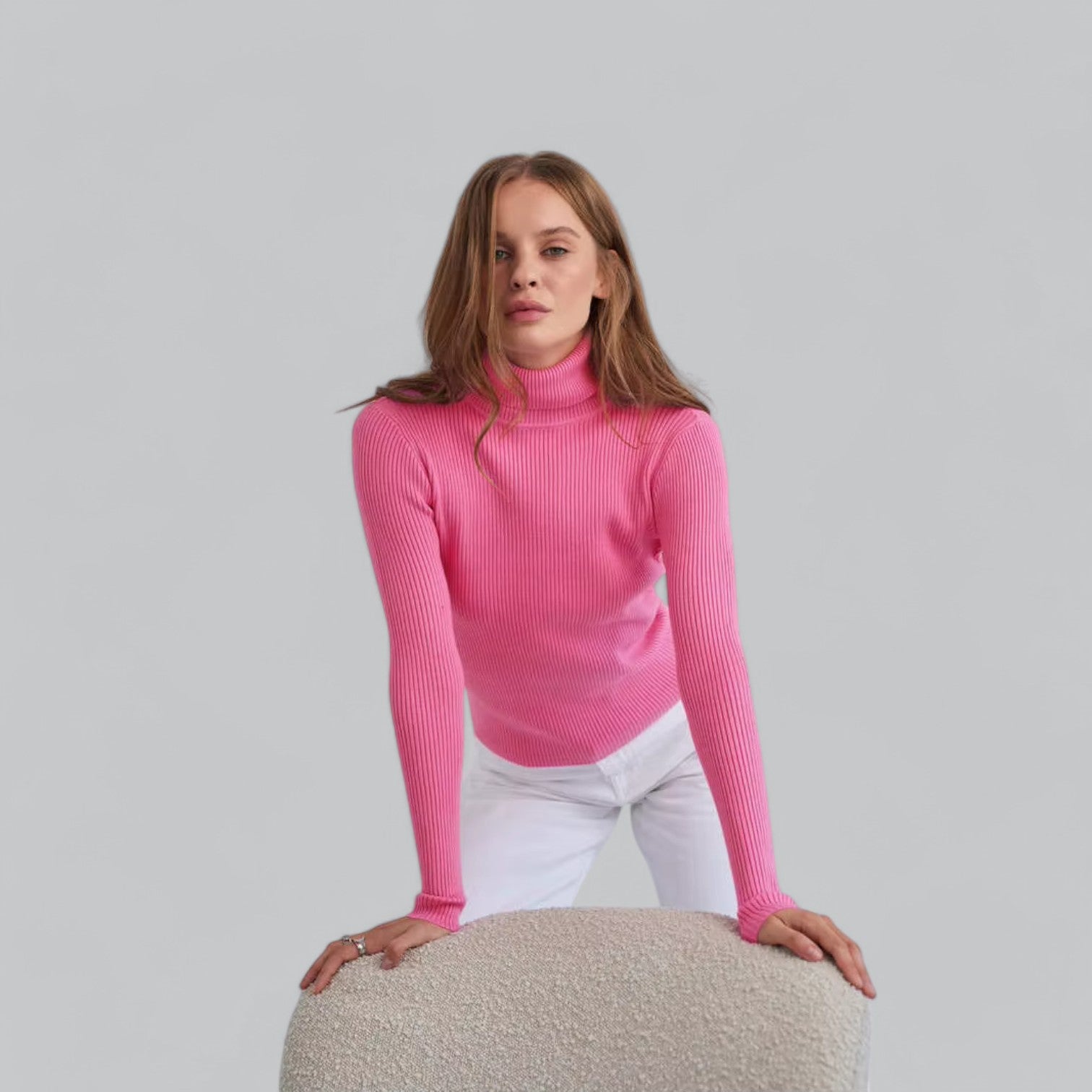 Annelies - Comfortabele Stretch Mock Turtleneck Pullover Sweater