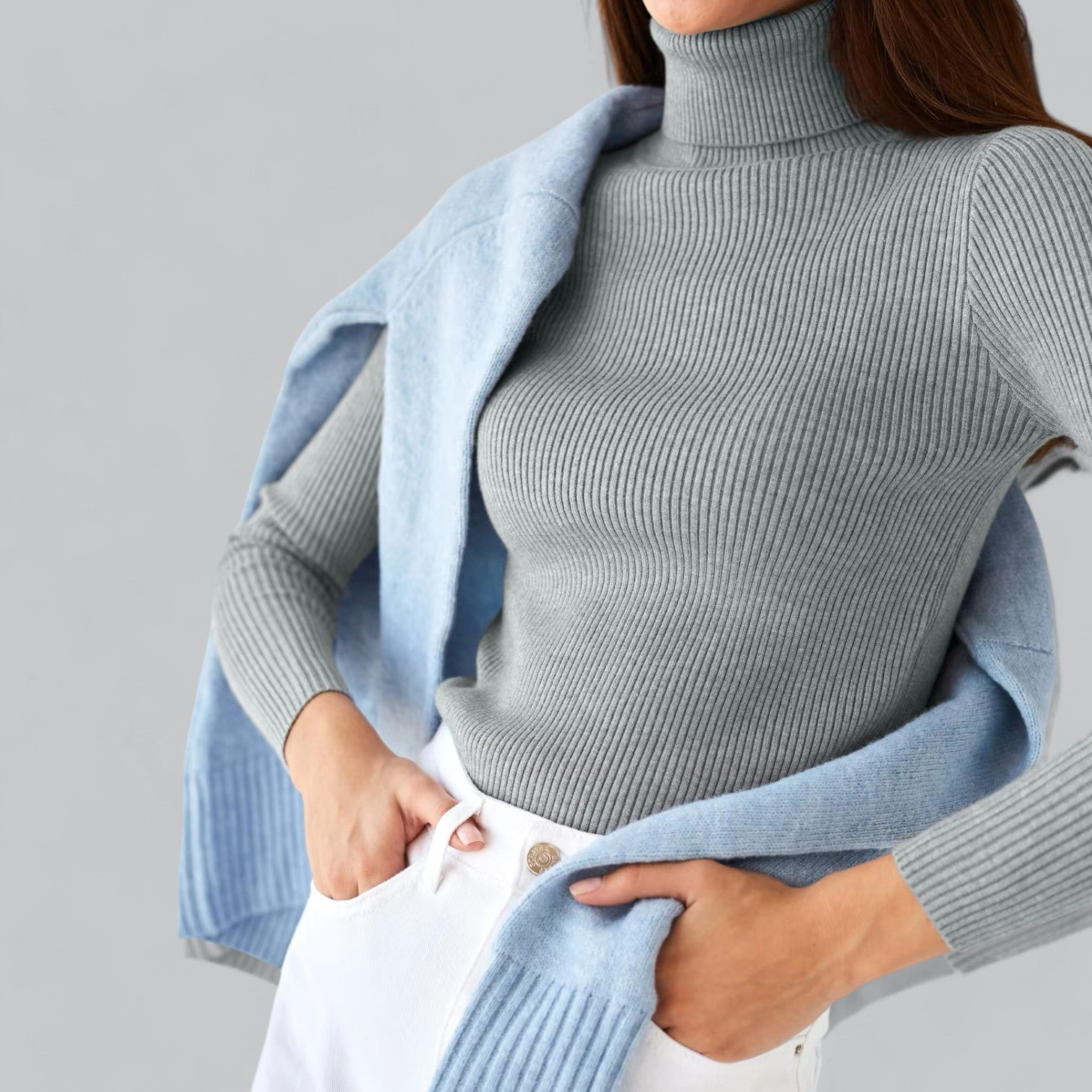 Annelies - Comfortabele Stretch Mock Turtleneck Pullover Sweater