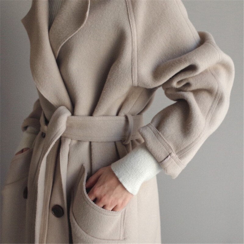 Olivia Luxe Getailleerde Wol Jas