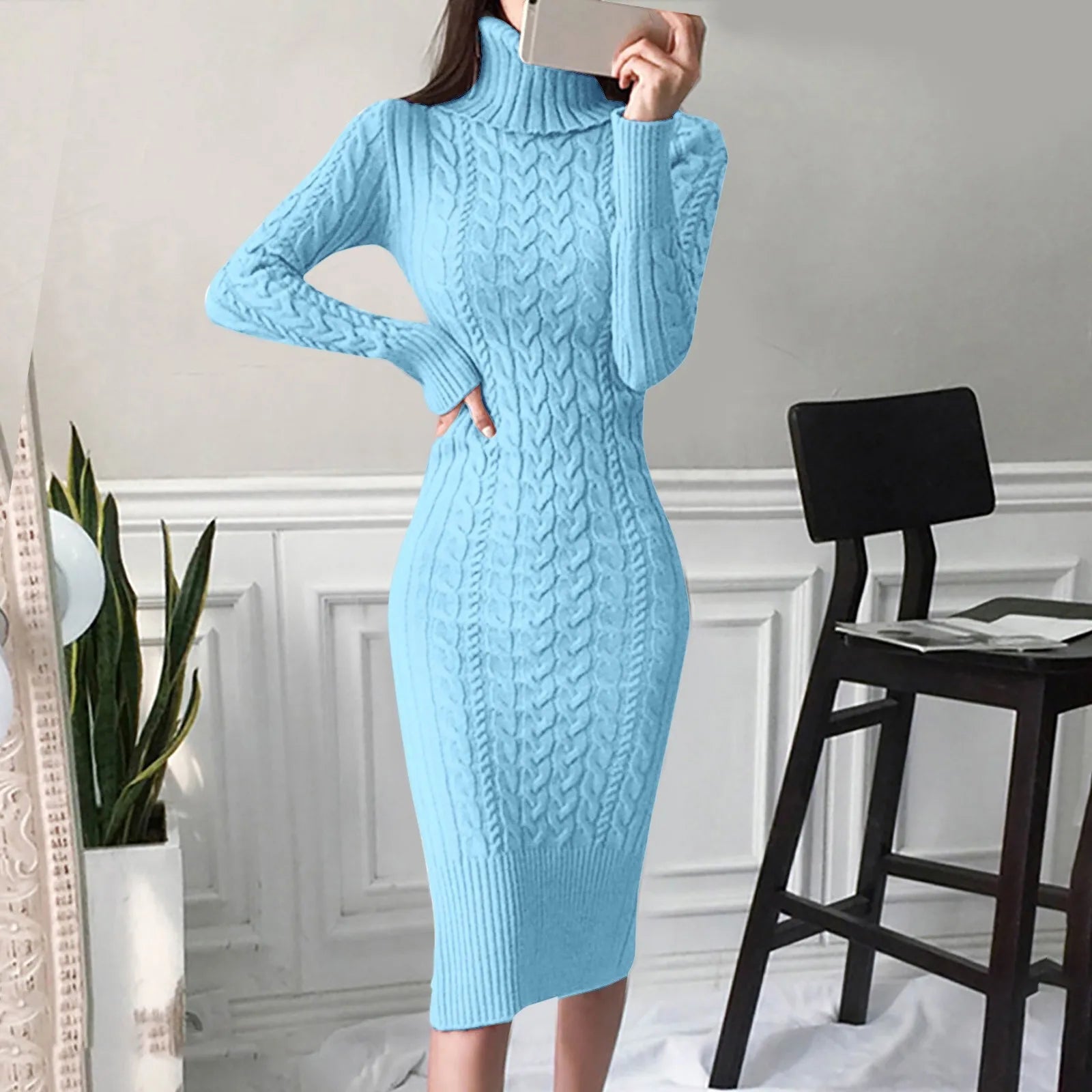 Zephyra - Elegante Gebreide Jurk met Col